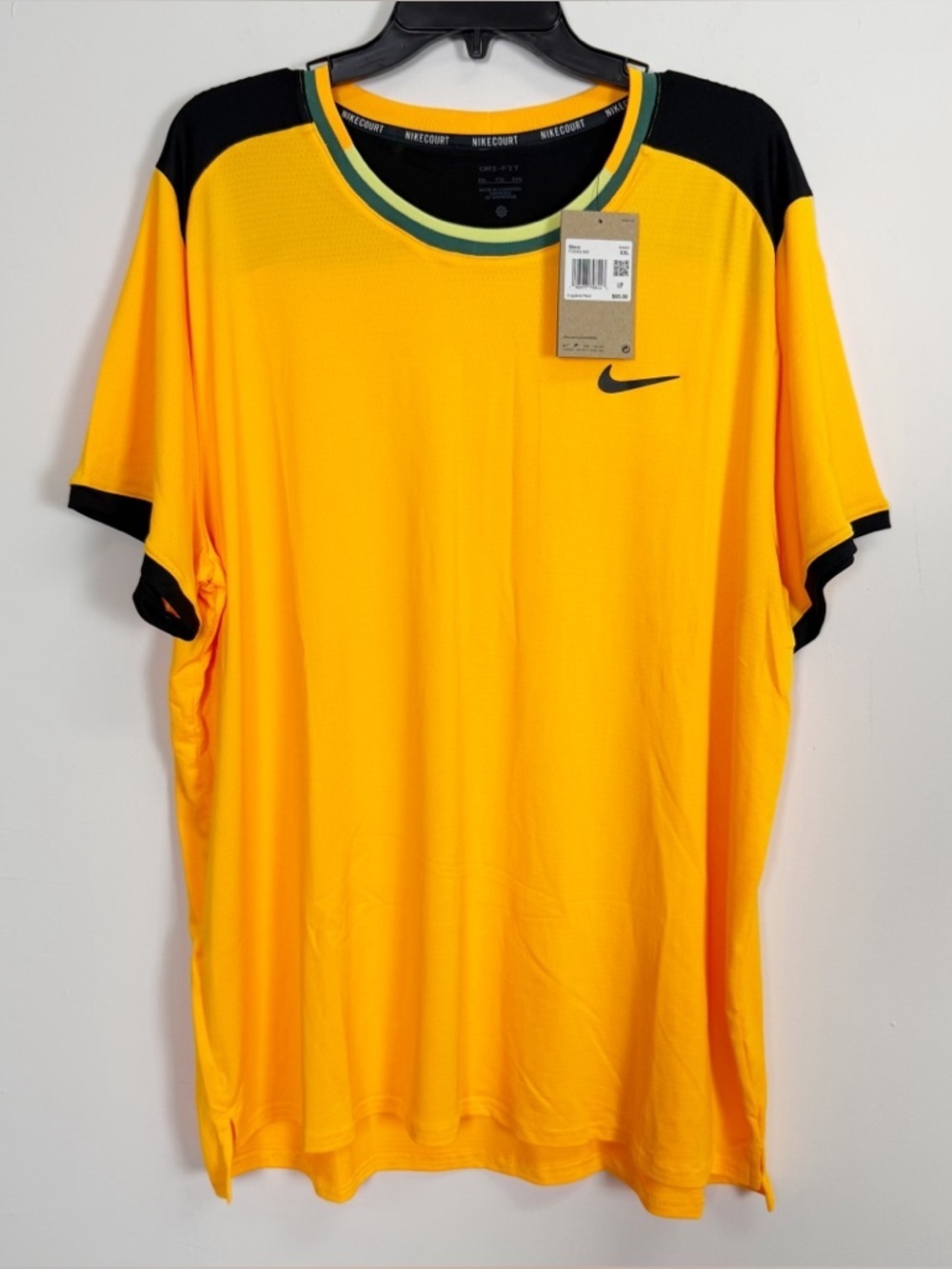 Nike Court Advantage Dri Fit Tennis Jersey Shirt Top Mens XXL Yellow FD5320 NWT